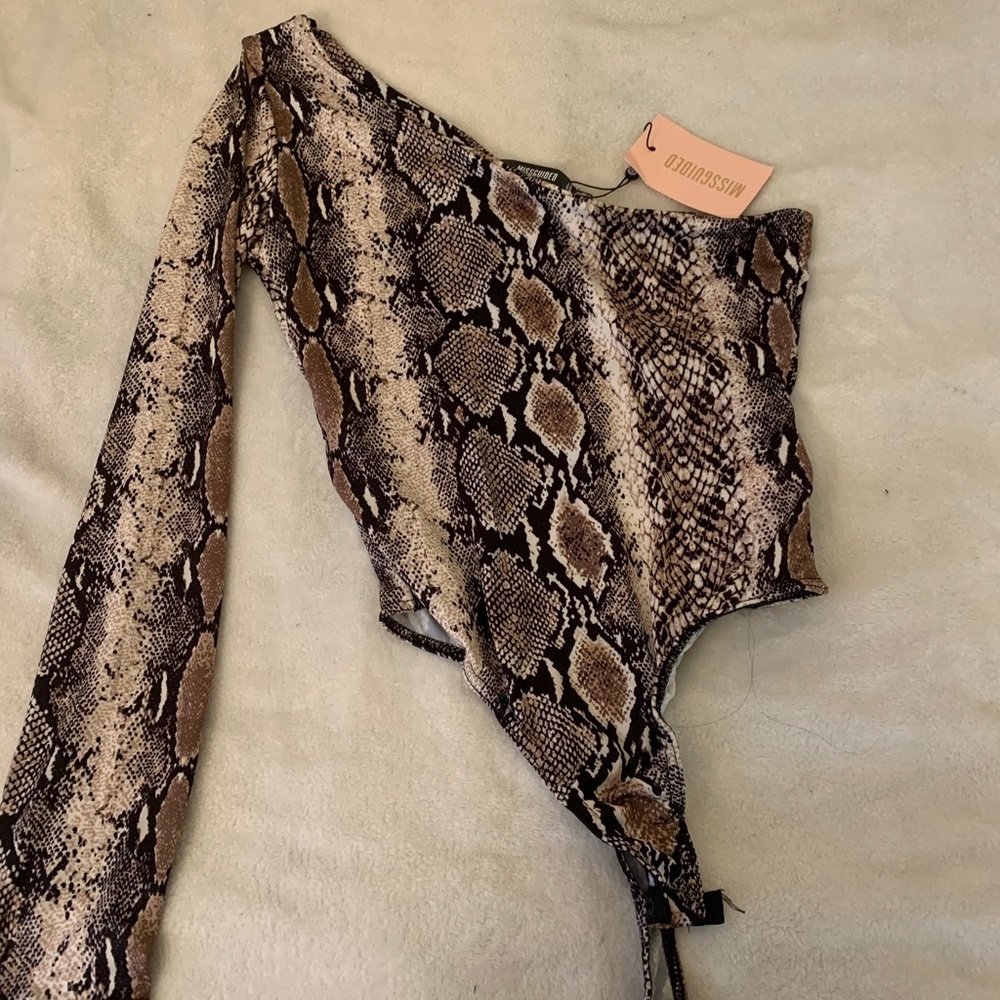 Missguided one shoulder snake print bodysuit